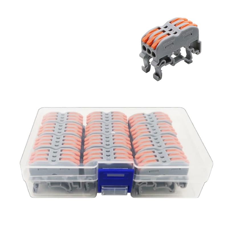 Набор клемм Tactix 0,08-4 мм2 32А 3х1-3х1 проходная одинарная на DIN-рейку 42,5х18х31,5 мм 12 шт. Оранжевый (K423-12box)