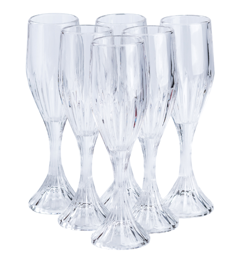 Набір келихів для шампанського на масивній ніжці 6 шт. по 175 мл Прозорий - фото 2