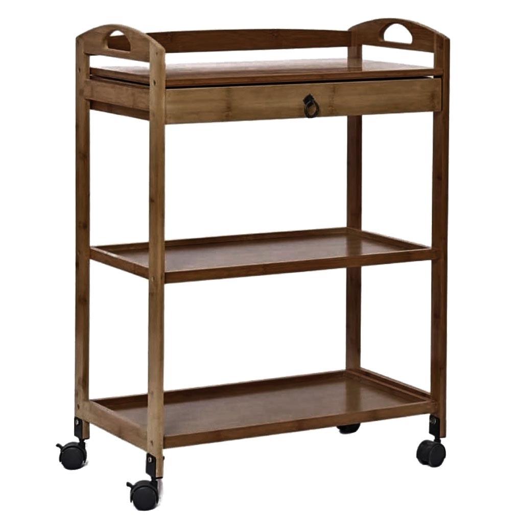 Этажерка для ванной из дерева на колесиках Грейшет Корица (АБТ-006533)