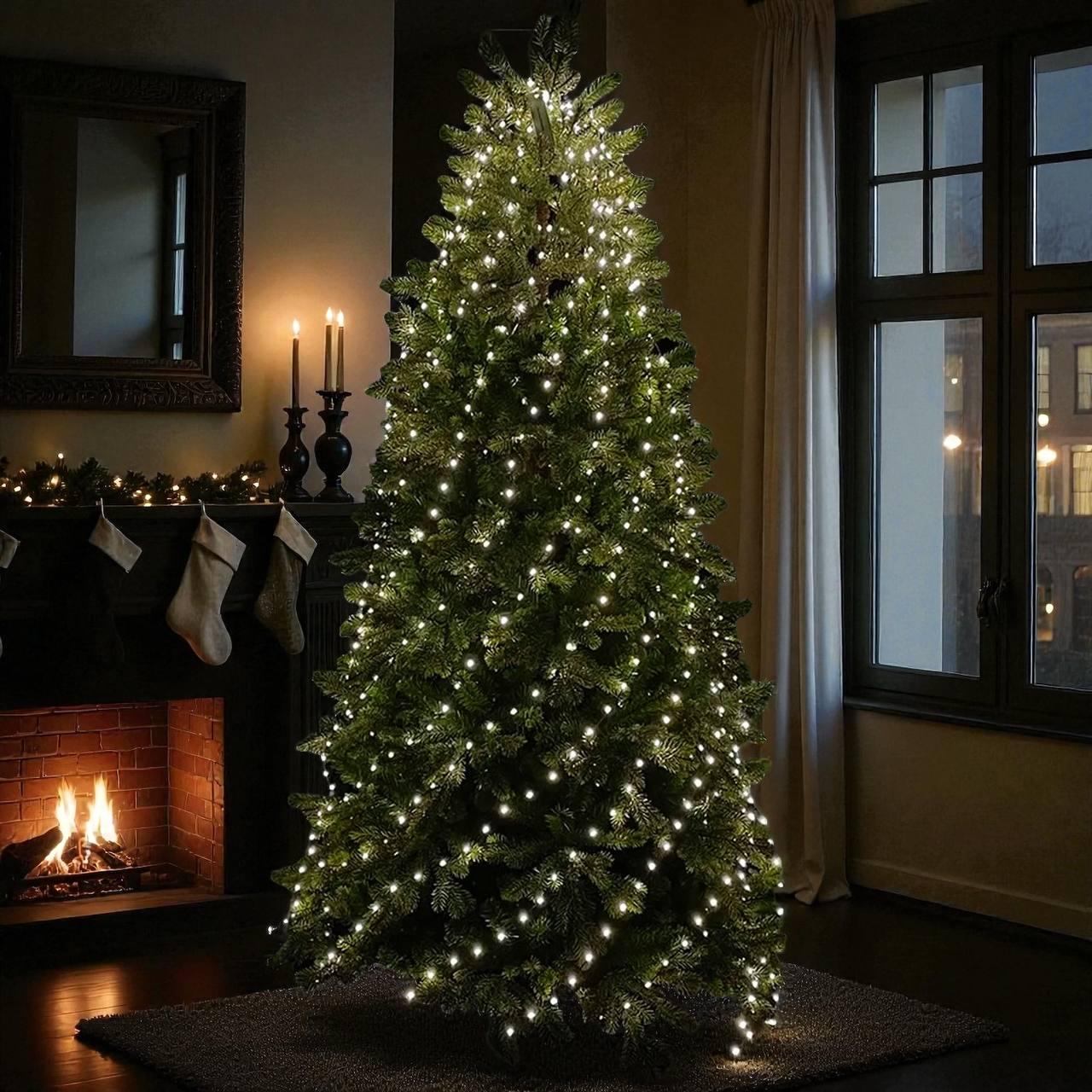 Гирлянда новогодняя Конский Хвост 1800LED 30 нитей по 3 м теплый белый