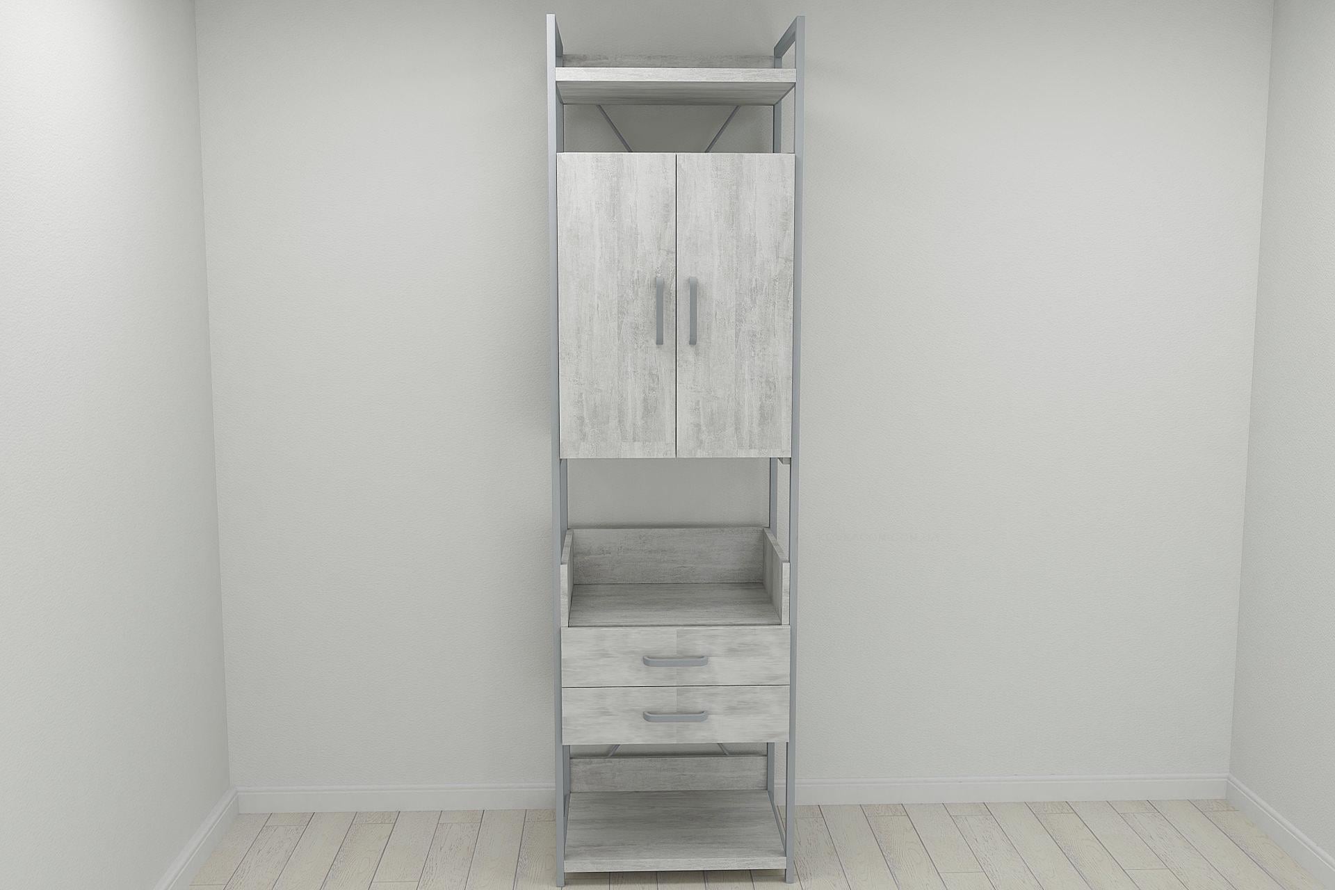 Шкаф гардероб уни секция 5 серии Конект Ferrum-decor 220x60x50 см металл Серый/ДСП Урбан Лайт (SHG035)