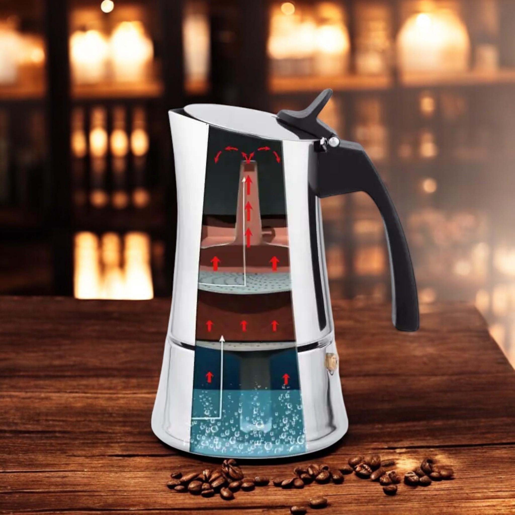 Кофеварка гейзерная Espresso Moka Maestro MR-1668-2 на 2 чашки из нержавеющей стали 100 мл Silver (G_MR1666/2Silver) - фото 3 Кофеварка гейзерная Espresso Moka Maestro MR-1668-2 на 2 чашки из нержавеющей стали 100 мл Silver (G_MR1666/2Silver) - фото 3