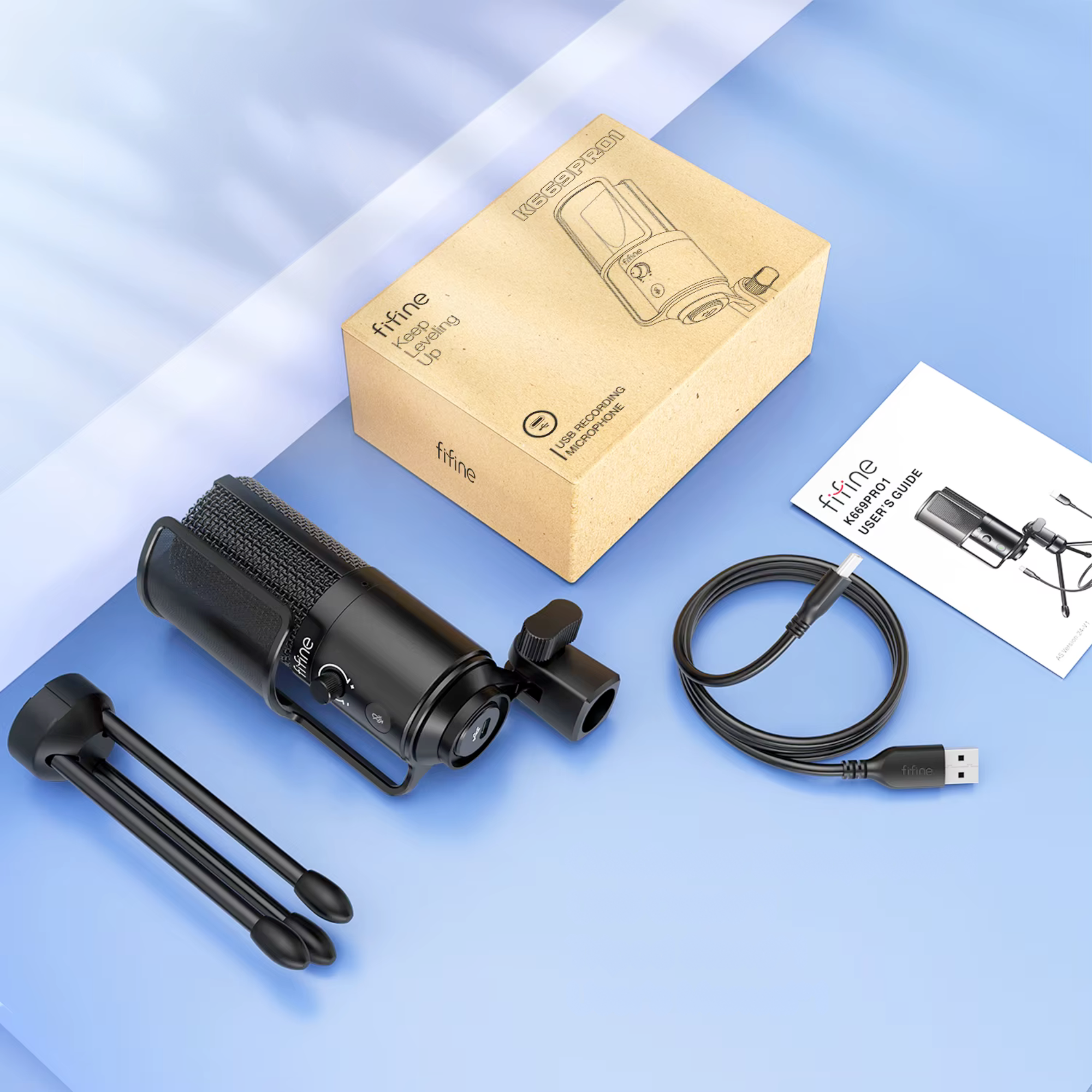 Микрофон игровой FIFINE конденсаторный с поп-фильтром K669 Pro1 с RGB подсветкой (23707232) - фото 6 Микрофон игровой FIFINE конденсаторный с поп-фильтром K669 Pro1 с RGB подсветкой (23707232) - фото 6