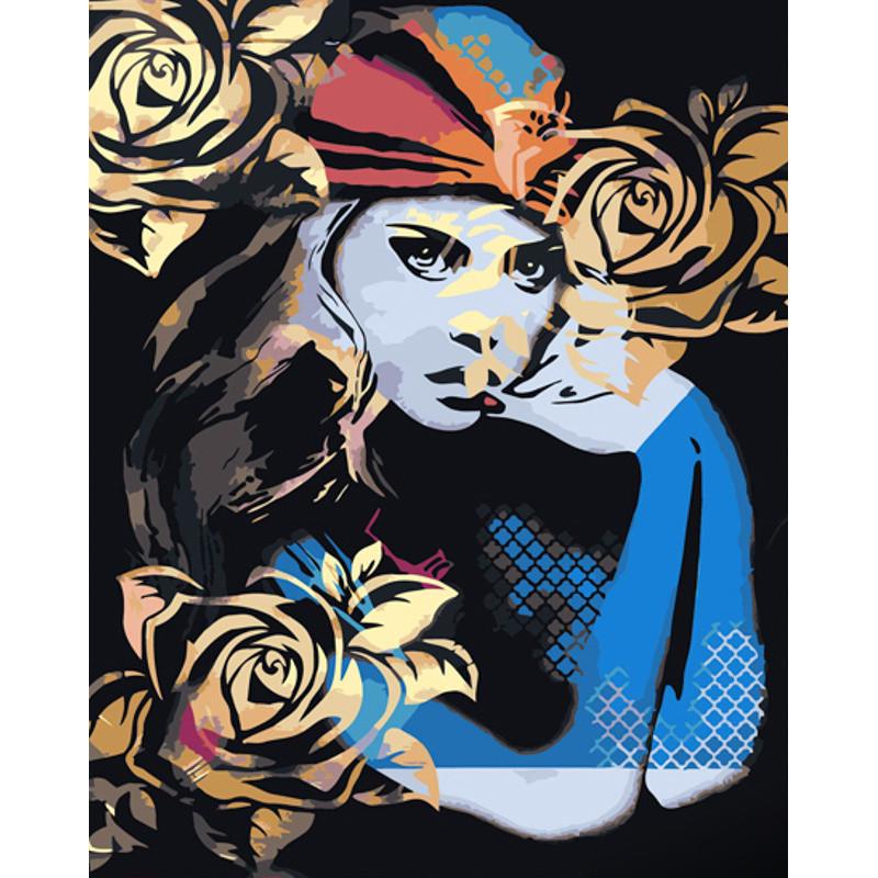 Картина по номерам Strateg Премиум Арт-девушка с лаком и 40х50 см (GS1443)