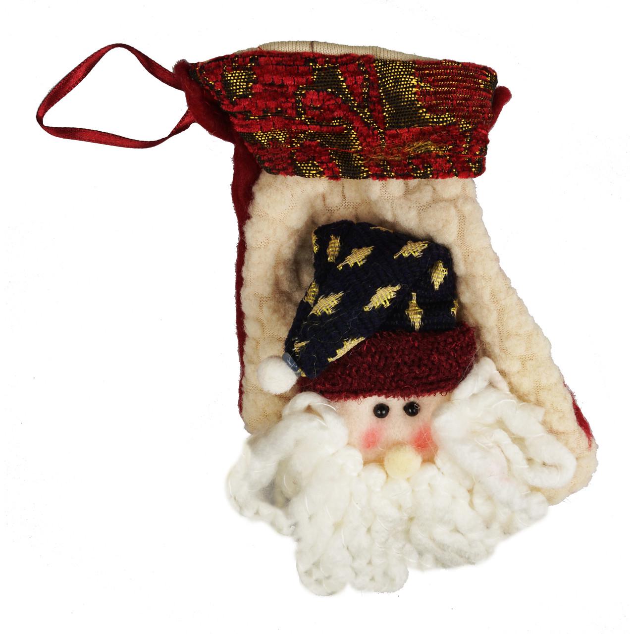 Новогодняя декорация сапожок для подарков Wellamart Санта-Клаус Белый (5345-3)