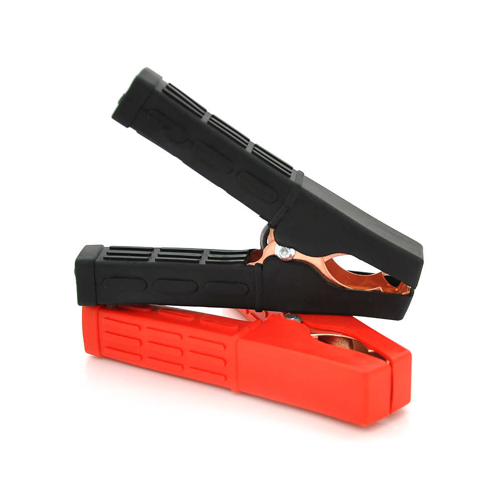 Набір акумуляторних затискачів крокодили 300А щільний гумовий кожух 100 мм Чорний/Червоний (YUT_V7054)