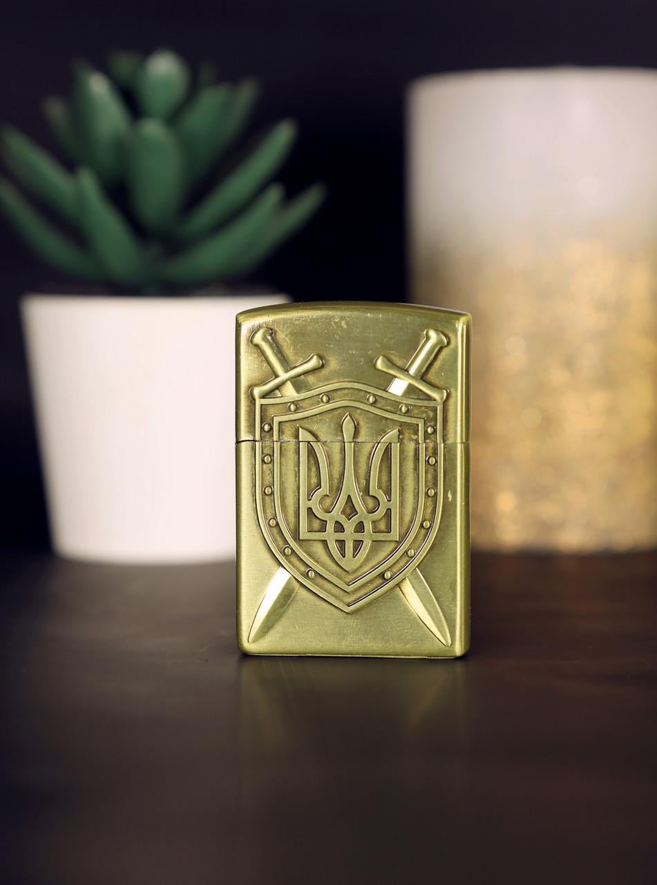 Зажигалка газовая Щит №10-33 Золотой (2907868929)