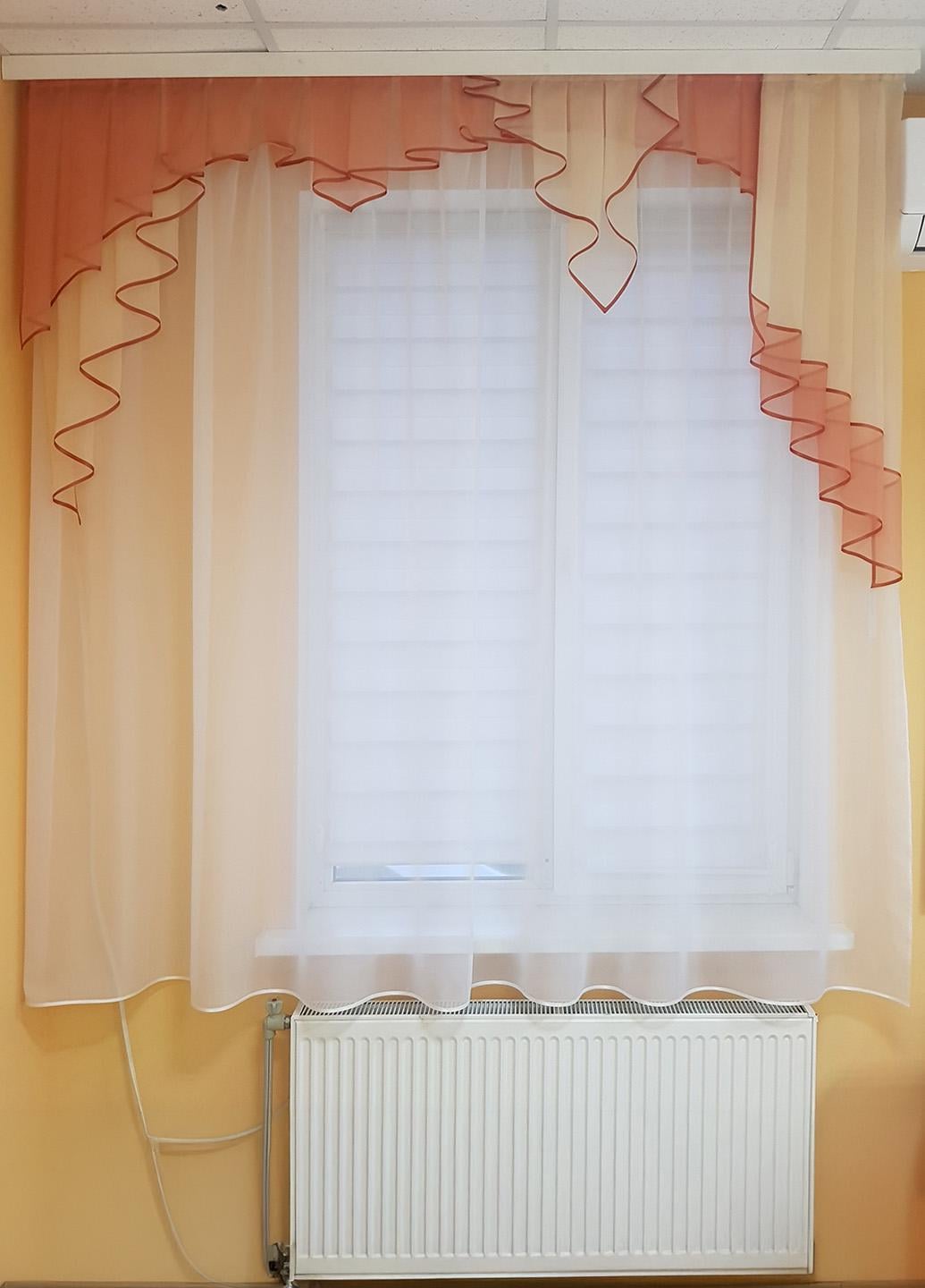 Ламбрекен Firanka Прибой карниз 200 см Терракотовый с абрикосовым (75_2_2м)