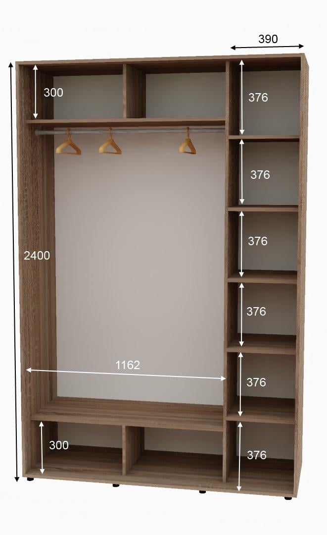 Шафа-купе дводверна Алекса ДСП 160х60х240 см Дуб Сонома/Трюфель - фото 2