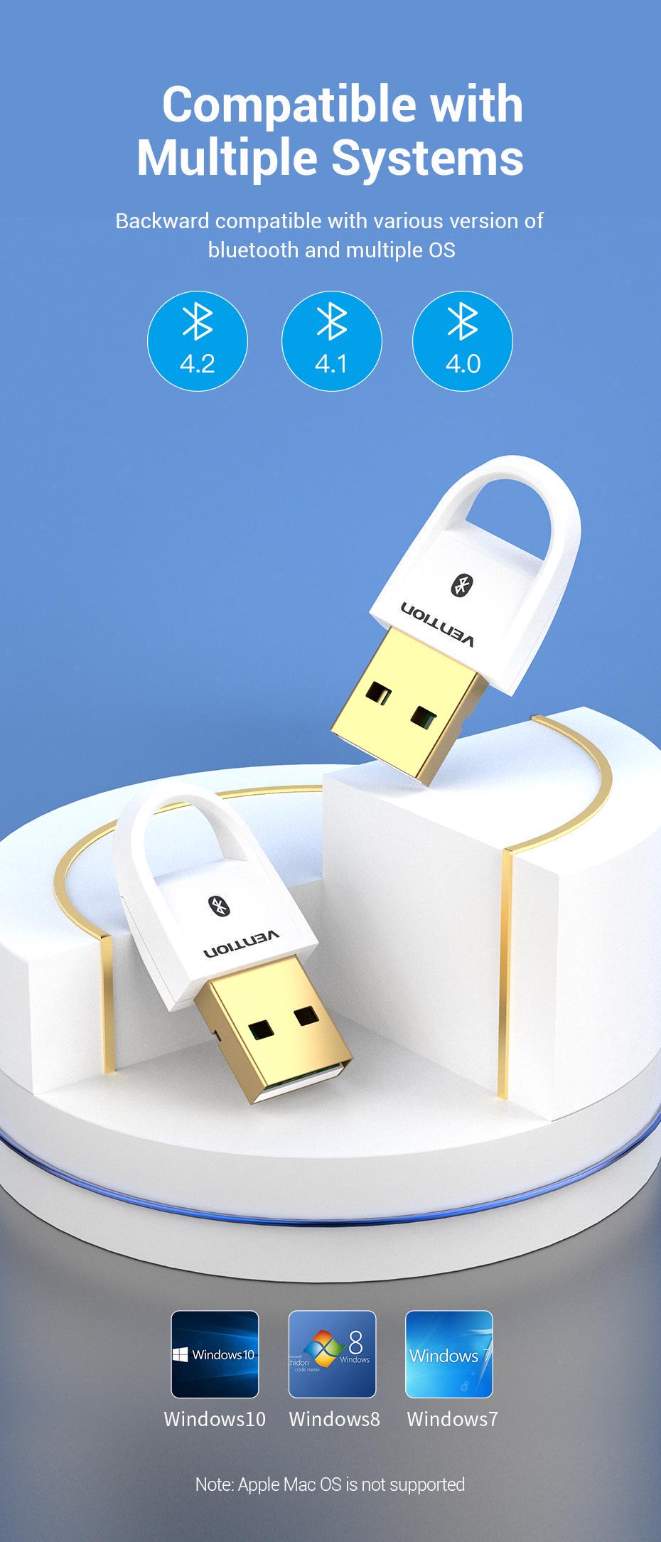 Адаптер Vention Bluetooth 5.0 приймач-передавач USB Білий (CDSW0) - фото 15