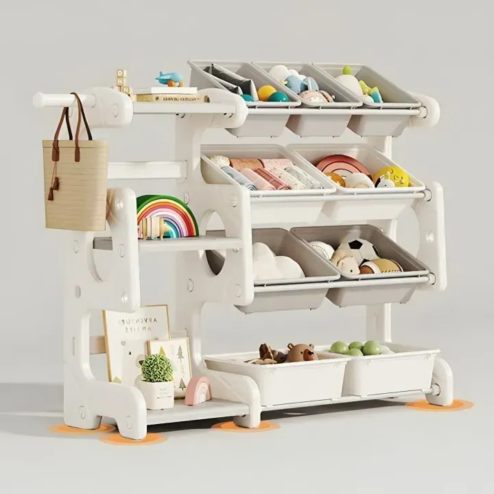 Стеллаж в детский Lumpurini Ludovica с полочками/контейнерами/вешалкой (YYSC2282-3) - фото 4