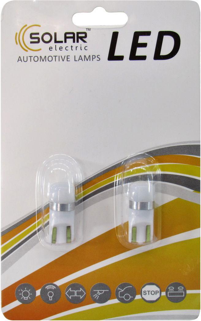 Лампочка без цоколя LED T10_W5W SMD Белый 1-диод 92lm. 12V W2.1x9.5d Solar 2 шт. LS293_B2