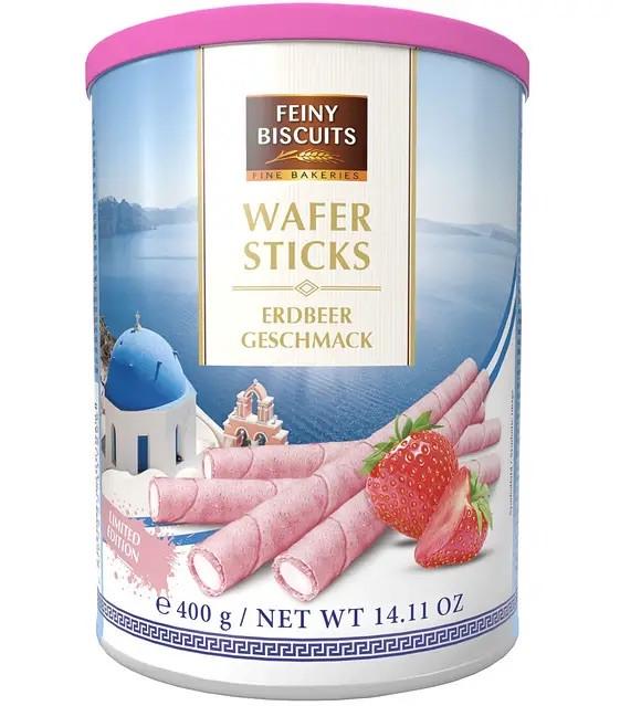 Вафли трубочки Feiny Biscuits Wafer Sticks Erdbeer Geschmack 400 г