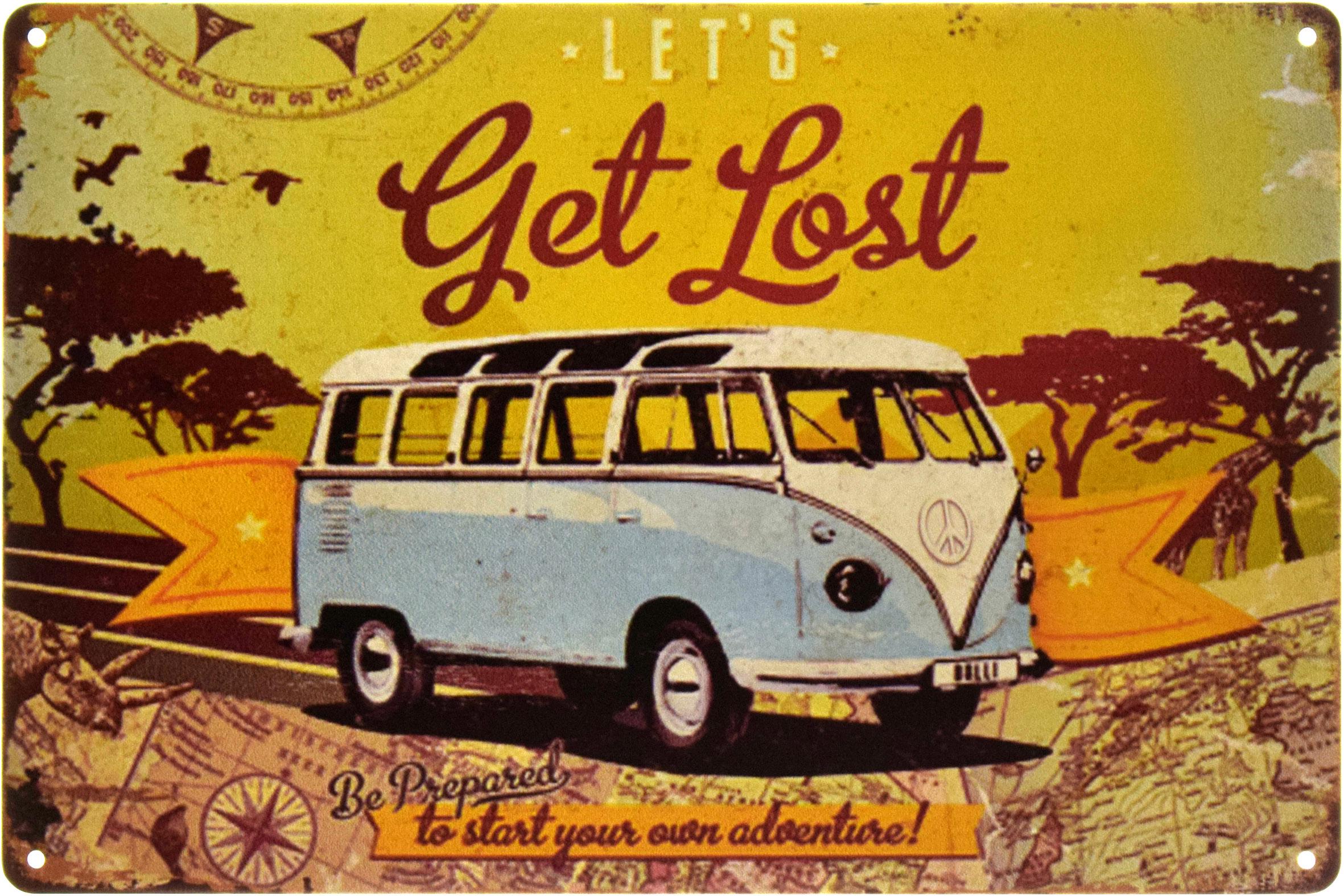 Табличка металлическая Давай Потеряемся/Let's Get Lost 20x30 см