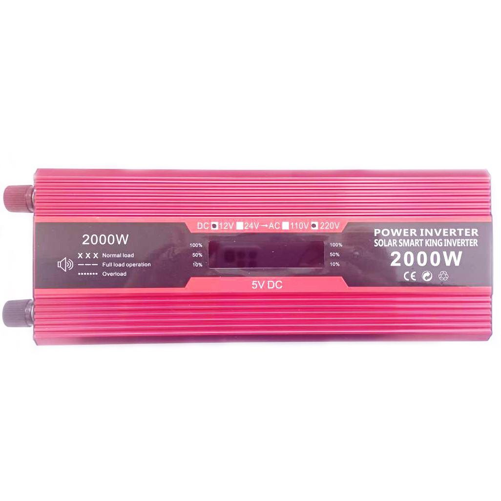 Автомобильный инвертор Solar Smart King Power Inverter 008 c 12V на 220V 2000W модифицированная синусоида Red (11035)