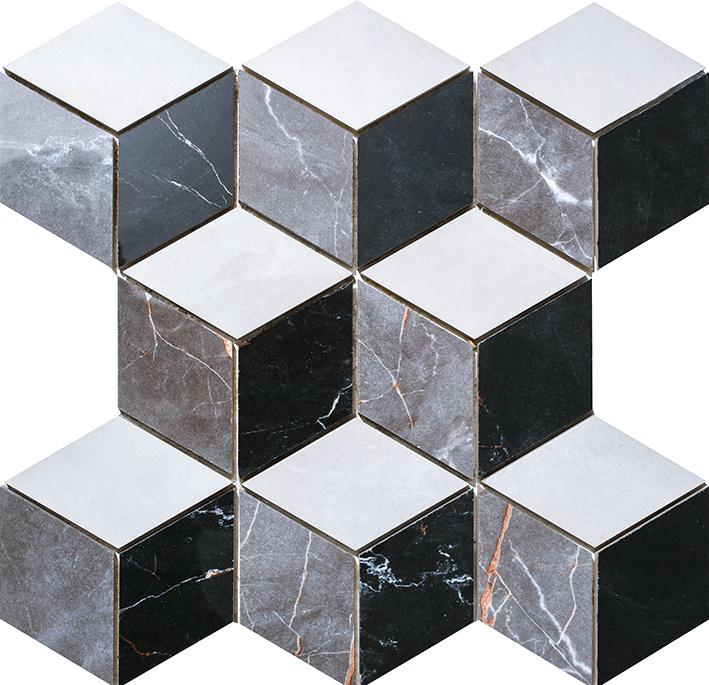 Керамическая мозаика Kotto Ceramica CMD K91001 С3 Shine 290x300x10 мм/56x96 мм 0,07 м2 White/Gray/Black