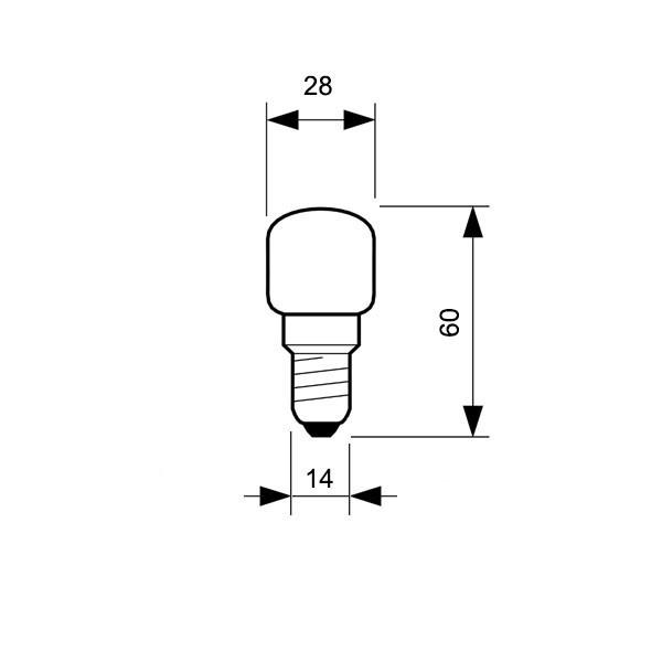 Лампа розжарювання для холодильників TUNGSRAM 25P1/FRID/S28/E14 230V -30°C (354070902) - фото 2