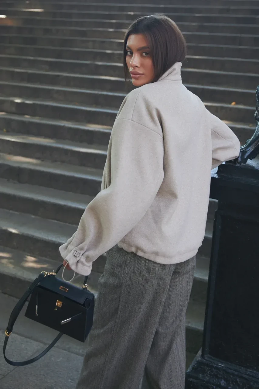 Пальто женское укороченное XXL-3XL Бежевый (2701161709) - фото 2 Пальто женское укороченное XXL-3XL Бежевый (2701161709) - фото 2