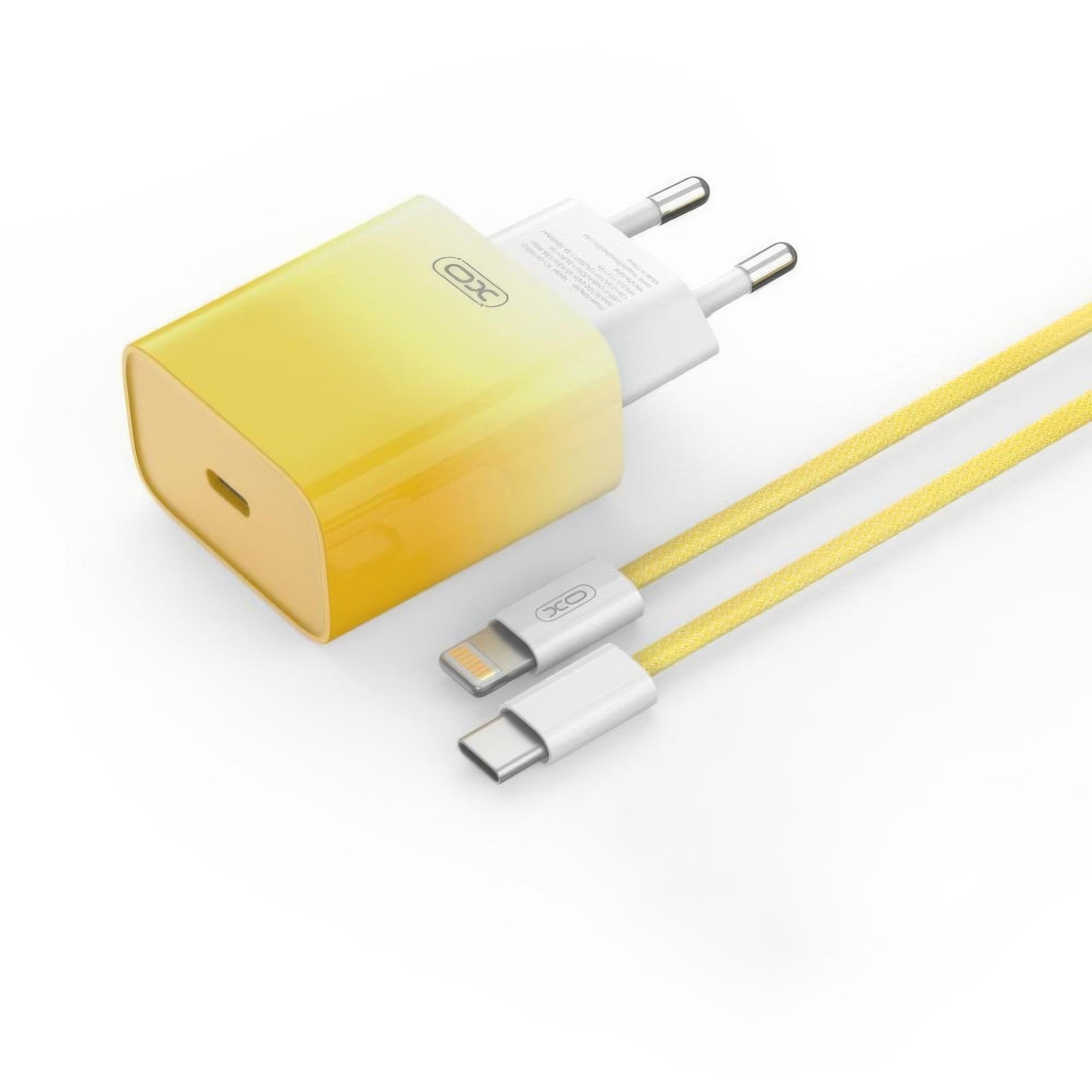 Зарядное устройство XO CE18 Type-C 30W с кабелем Type-C to Lightning Желтый (1010838-Yellow) - фото 1 Зарядное устройство XO CE18 Type-C 30W с кабелем Type-C to Lightning Желтый (1010838-Yellow) - фото 1