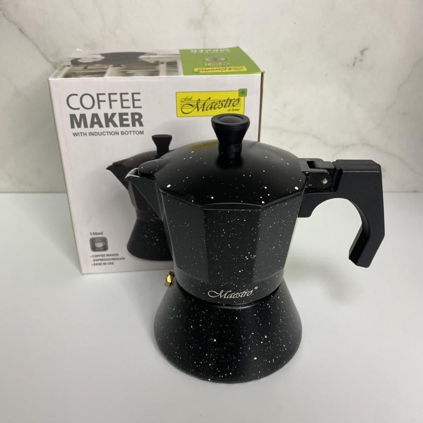 Гейзерная кофеварка Maestro MR-1667-300 алюминиевая 150 мл Black (2026410312)