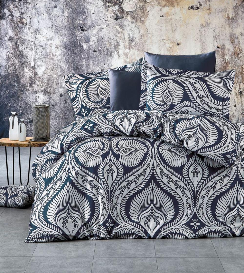 Комплект постельного белья Sultana Belizza Roman Denim сатин евро 9983346 Синий (DR012813)