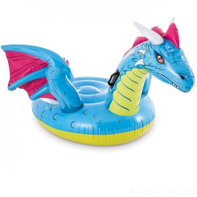 Надувний пліт дитячий для катання Intex 57563 Дракон з силіконовим клапаном Різнокольоровий (57-9-57563 дракон)