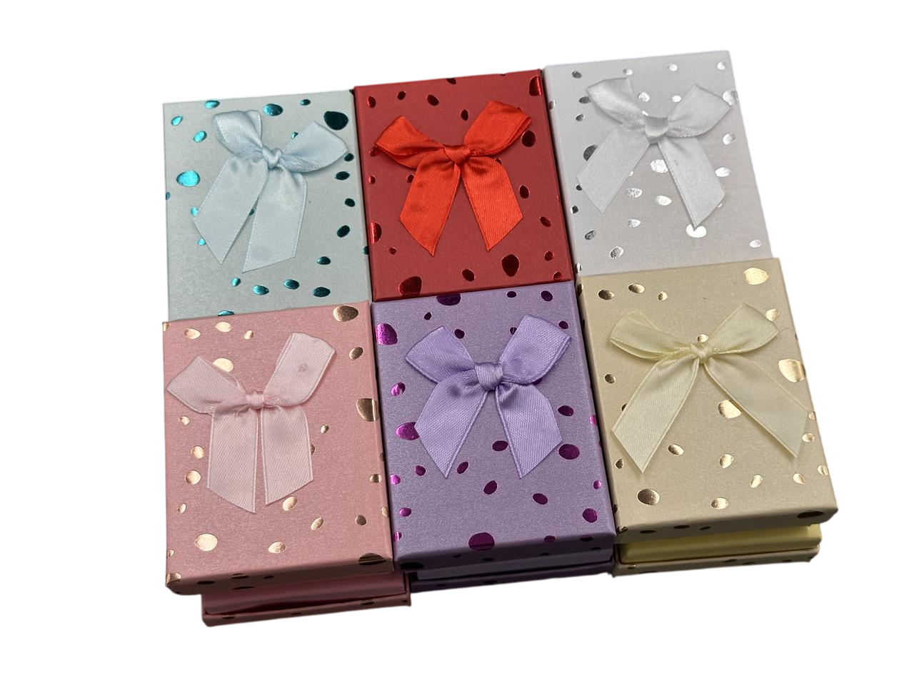 Коробка подарункова з бантиком картонна прямокутна 12 шт. 9х7х3 см Різнокольоровий (KRN-001)