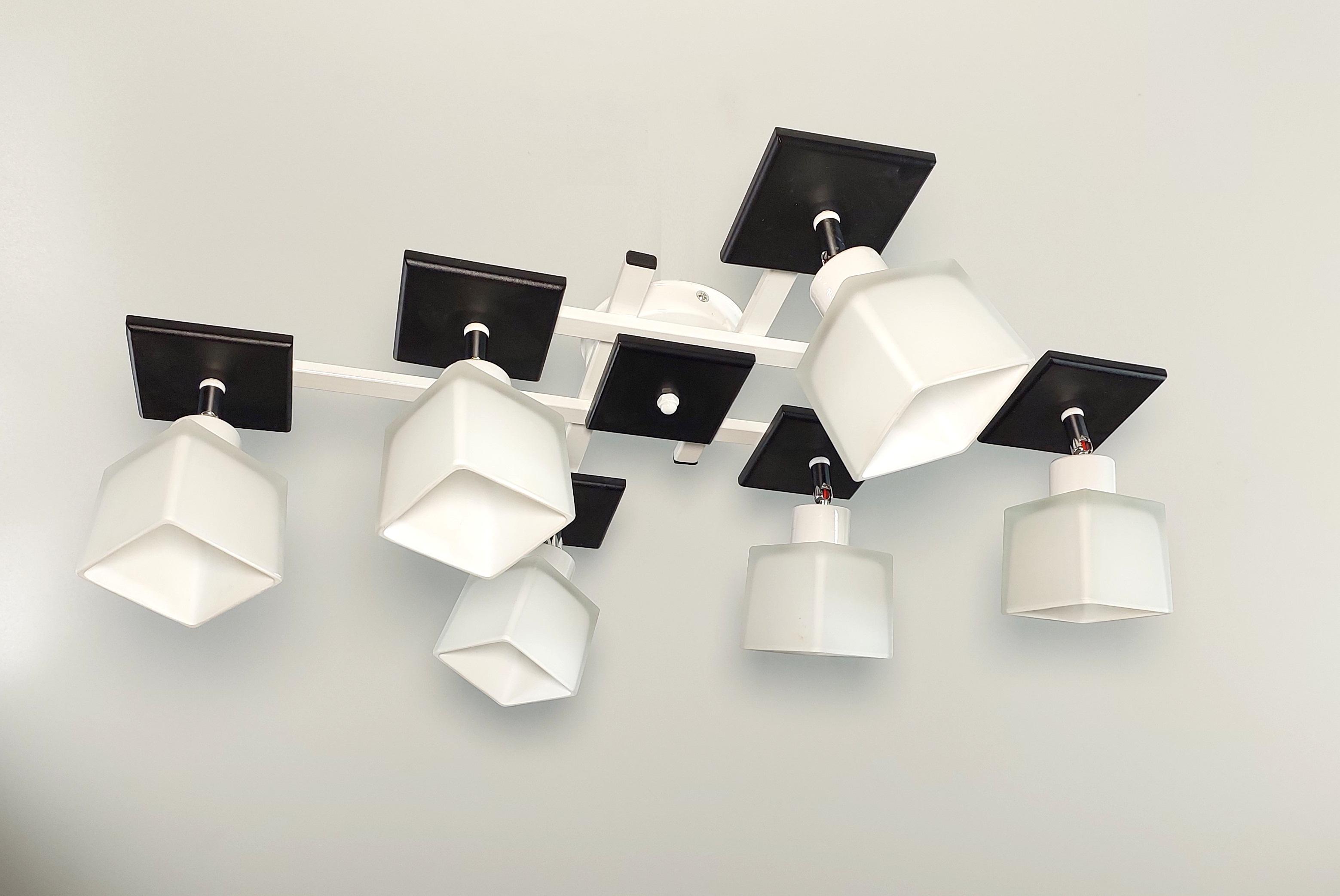 Люстра потолочная Оскар/6 на 6 поворотных плафона Белый/Черный - фото 2