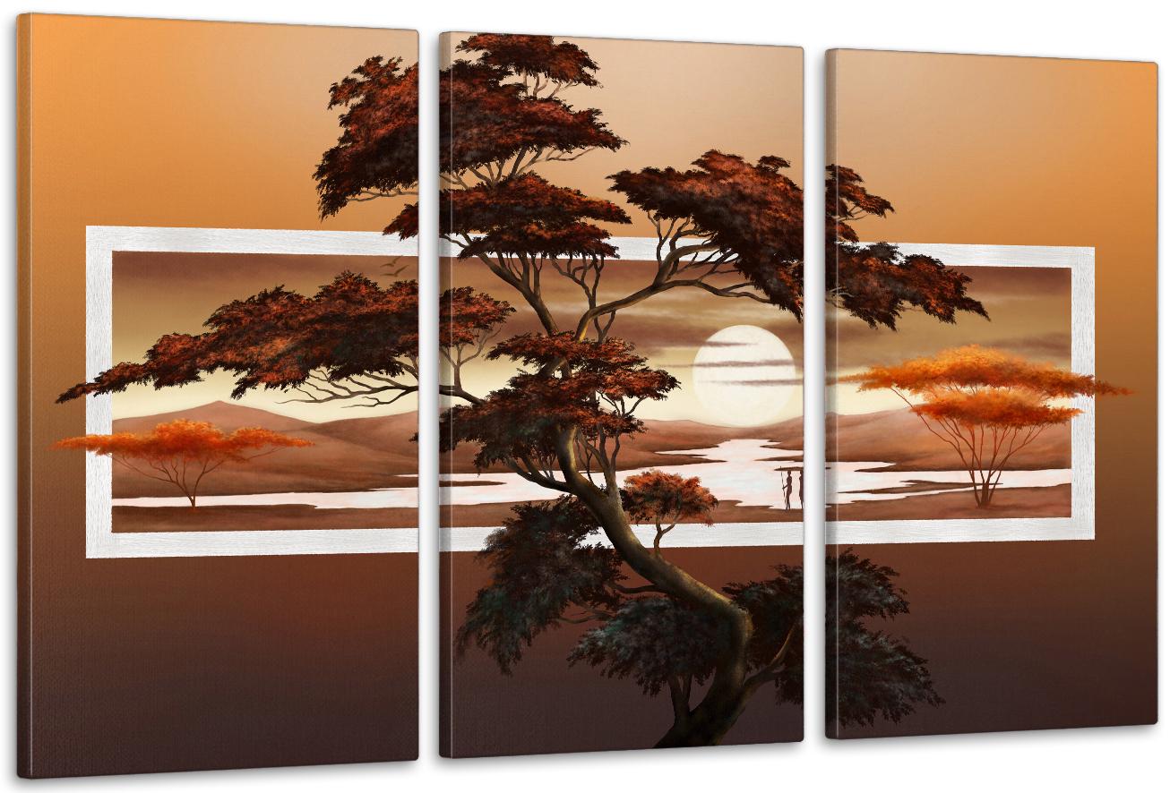 Картина модульная в гостиную/спальню Баобаб дерево 53х100 см (ART-270_3A)