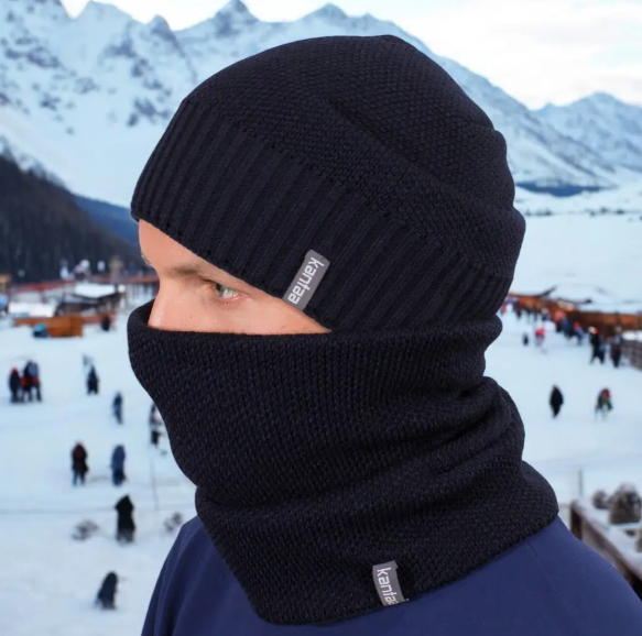 Комплект мужская шапка со снудом Темно-синий (29548363) - фото 1 Комплект мужская шапка со снудом Темно-синий (29548363) - фото 1