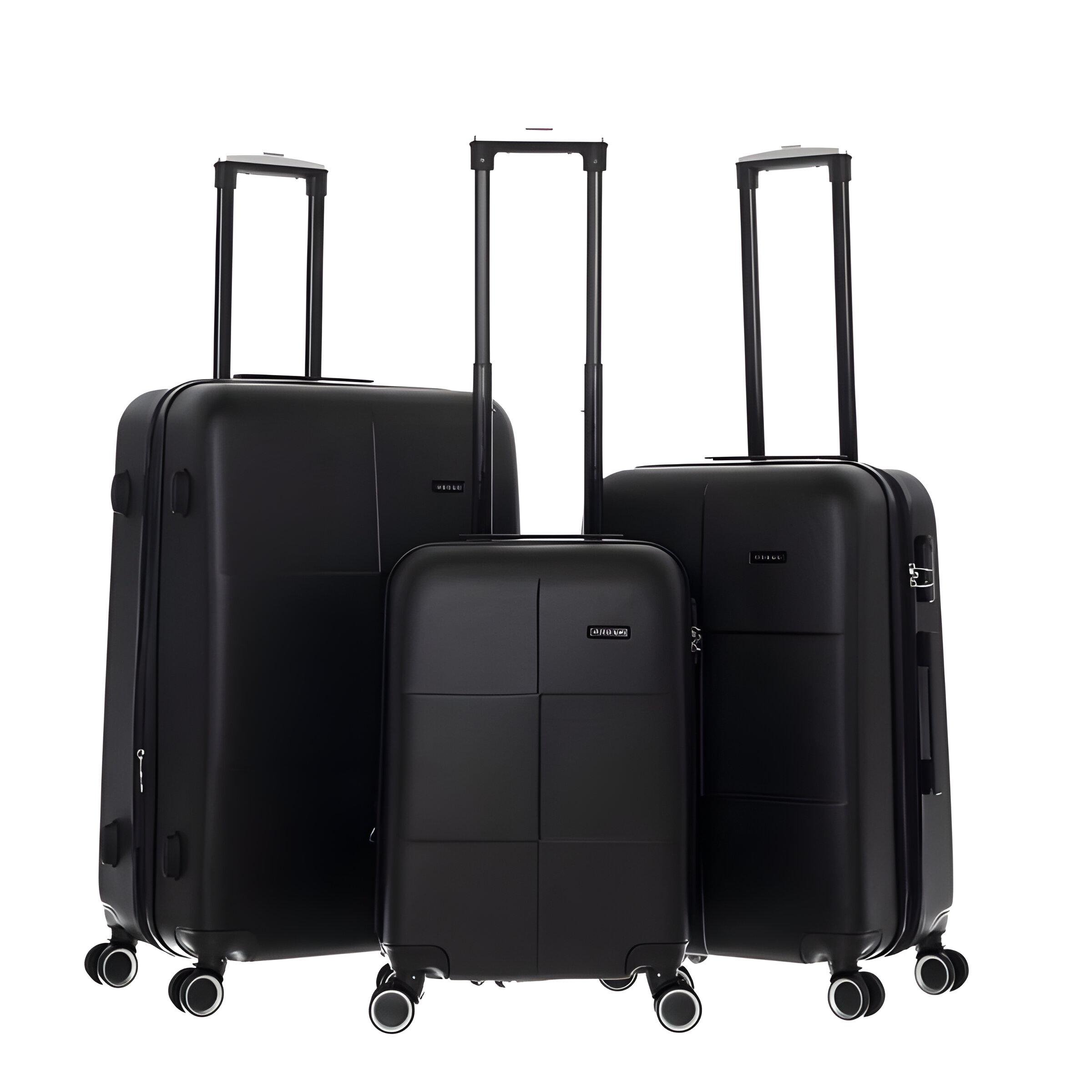 Набір валіз 3в1 пластик з кодовим замком та телескопічною ручкою Чорний (522) - фото 1 Набір валіз 3в1 пластик з кодовим замком та телескопічною ручкою Чорний (522) - фото 1