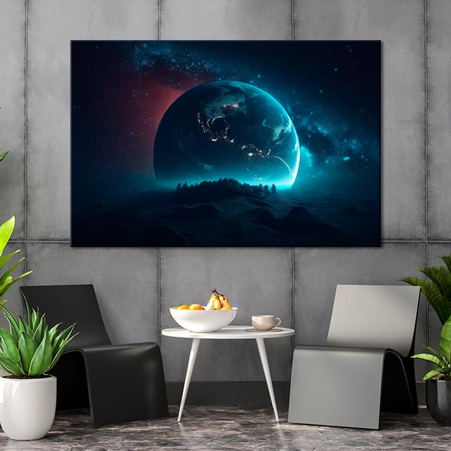 Картина космос Вид на загадочную планету 80x54 см (A1282-1)
