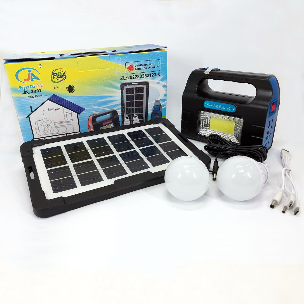 Фонарь на солнечной батарее JA-2007 + 2 лампочки Голубой - фото 3 Фонарь на солнечной батарее JA-2007 + 2 лампочки Голубой - фото 3