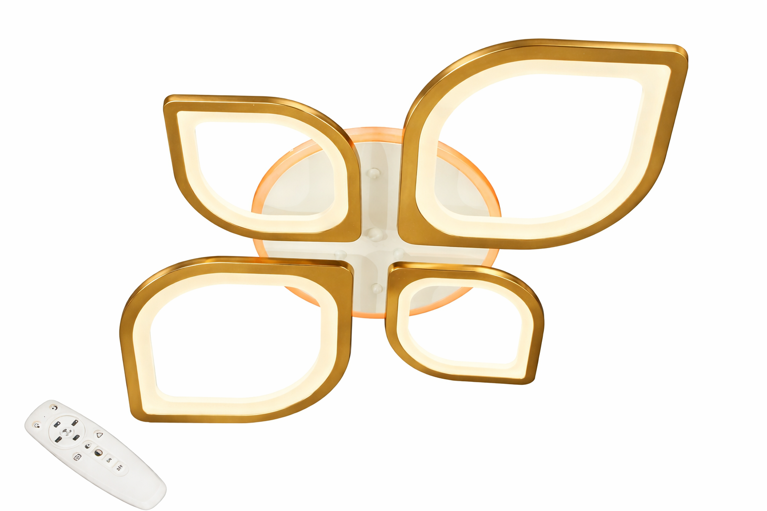 Люстра світлодіодна 105W/димер світлодіодна підсвітка та пульт Золотий (8073/2+2G 3col dim)