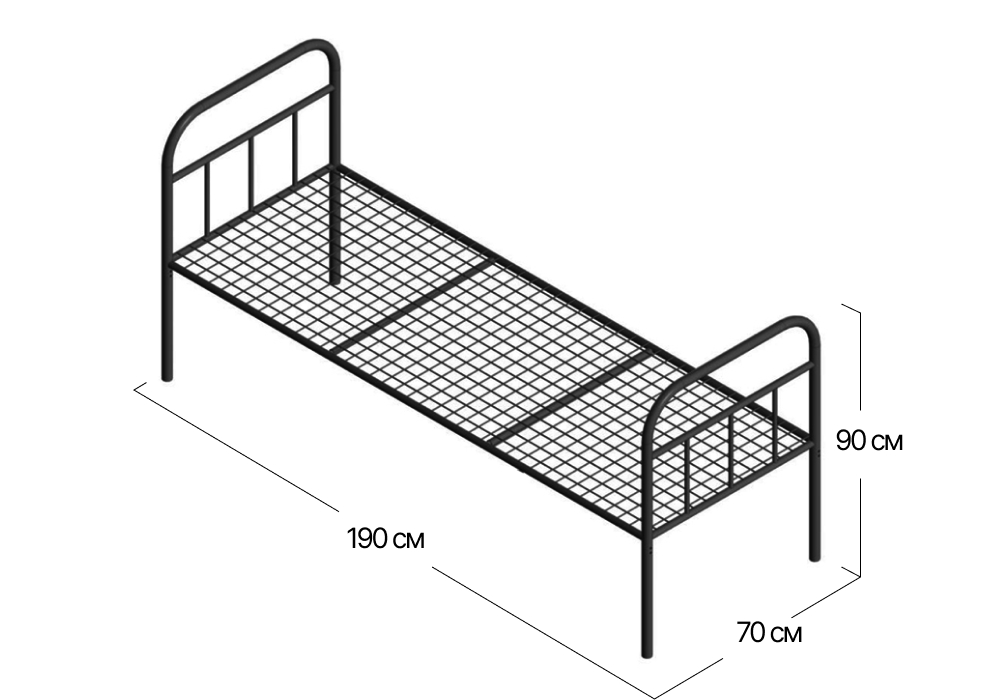 Ліжко односпальне армійське нерозбірне 70x190 см (99.001.001) - фото 2