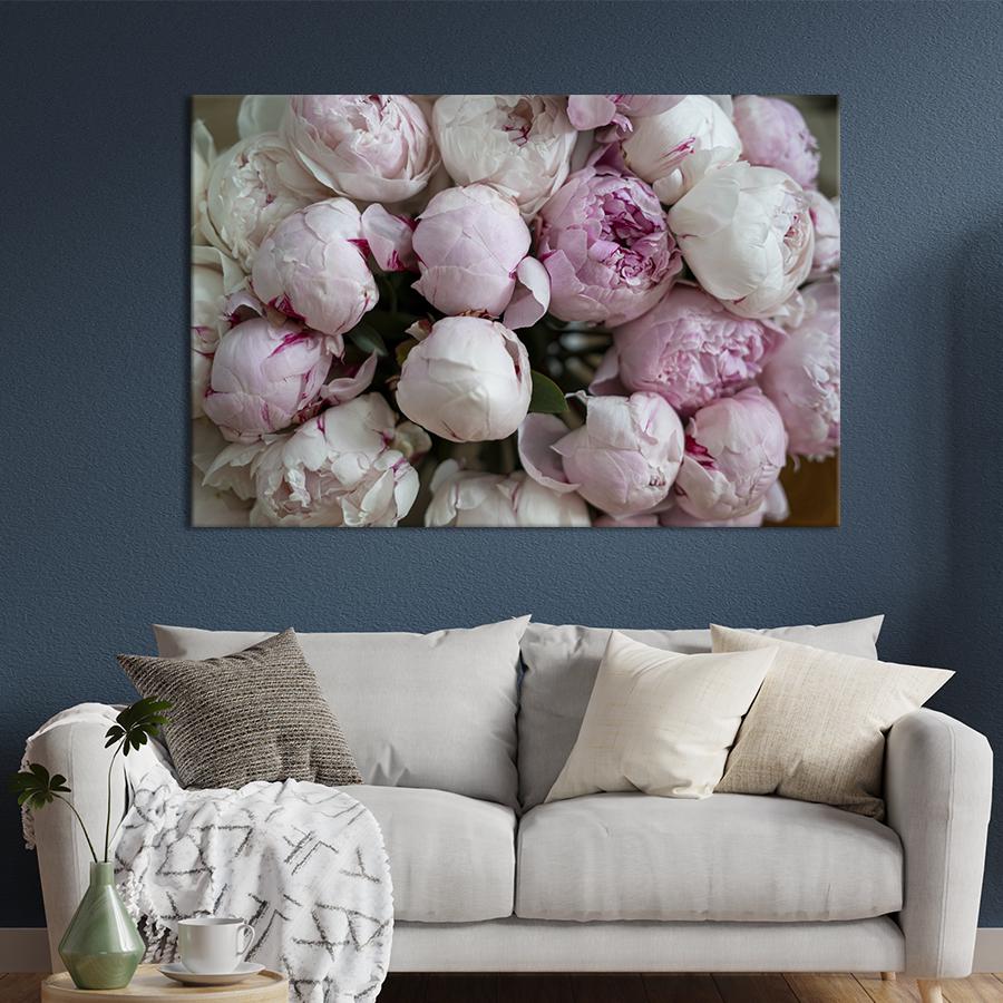 Картина на полотні Білі півонії 122x81 см (912-1)