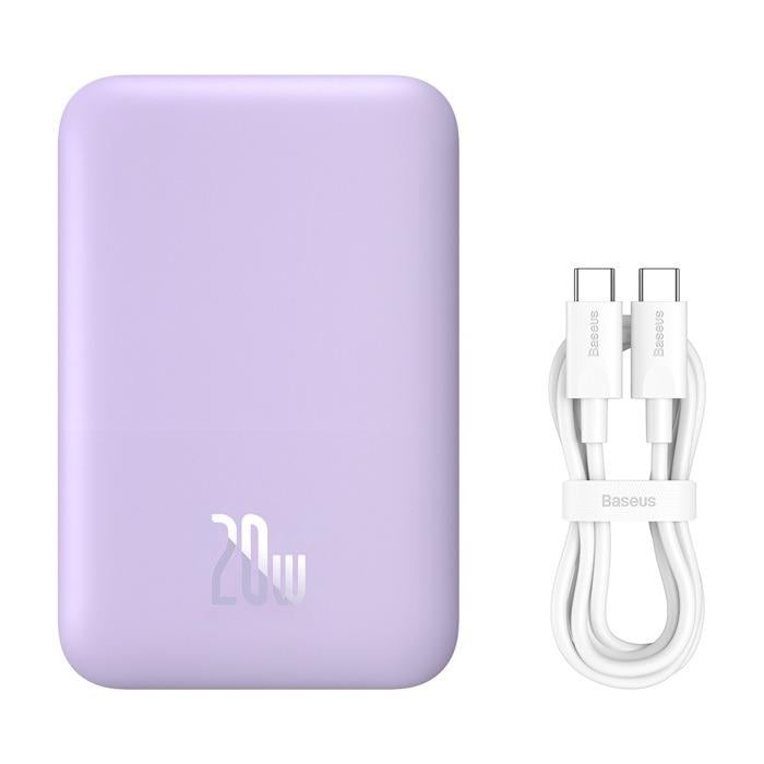 Повербанк BASEUS Magnetic Mini Air Fast Charge 6000mAh 20W с беспроводной зарядкой Qi 15W Purple (P10059002513-00) - фото 3