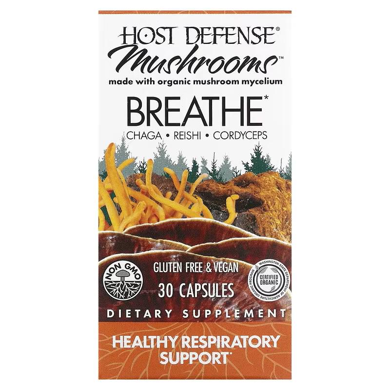 Добавка Fungi Perfecti Host Defense Mushrooms Breath для поддержки дыхательной системы 30 capsules