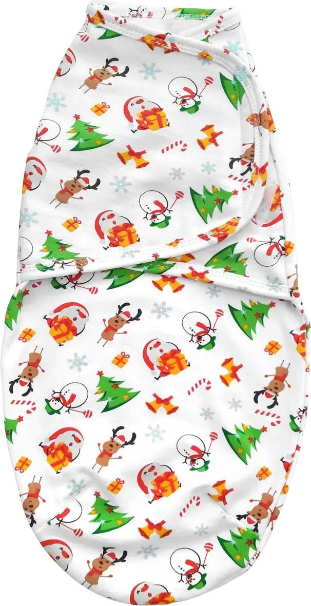 Пеленка-кокон на липучке Dexters Новый Год 62-68 см Белый