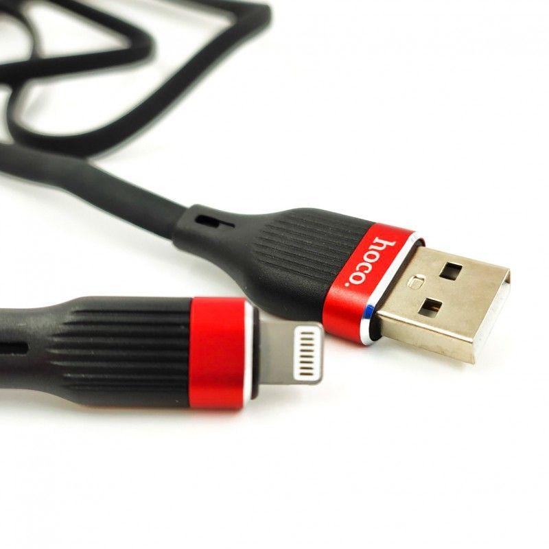 Кабель силиконовый Hoco U72 сверхпрочный USB Lightning Black (17408)