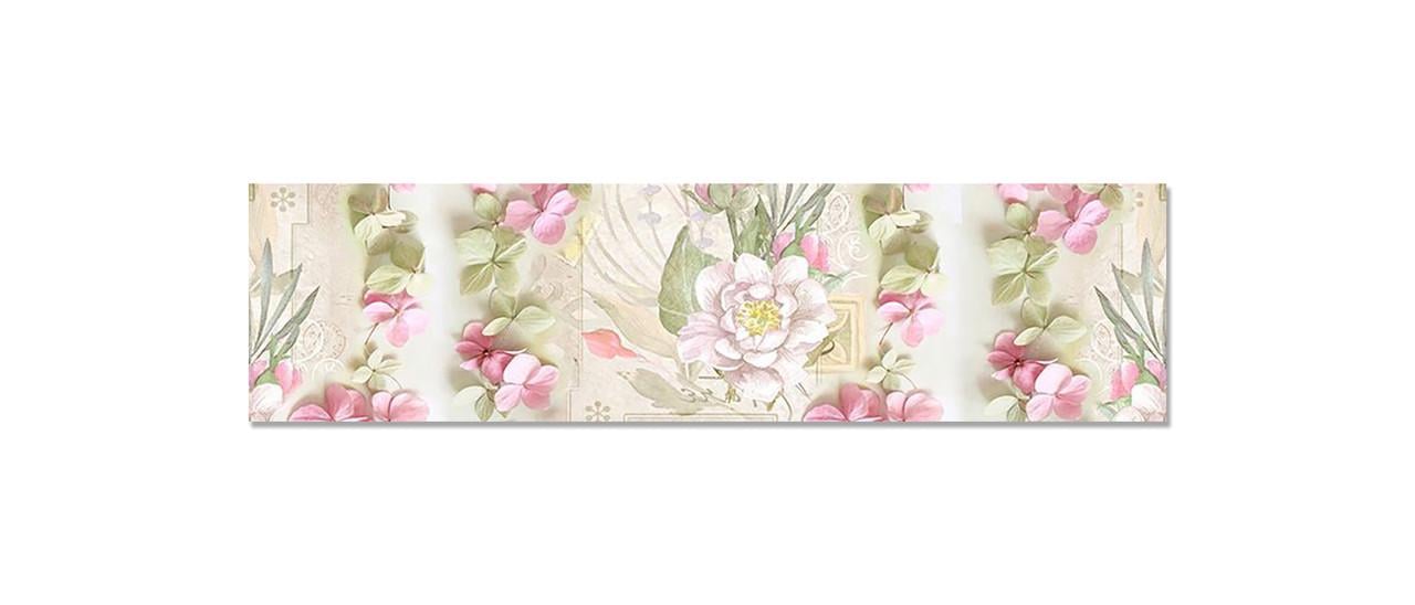 Фартук кухонный Пастельные цветы полевые 65х250 см Зеленый