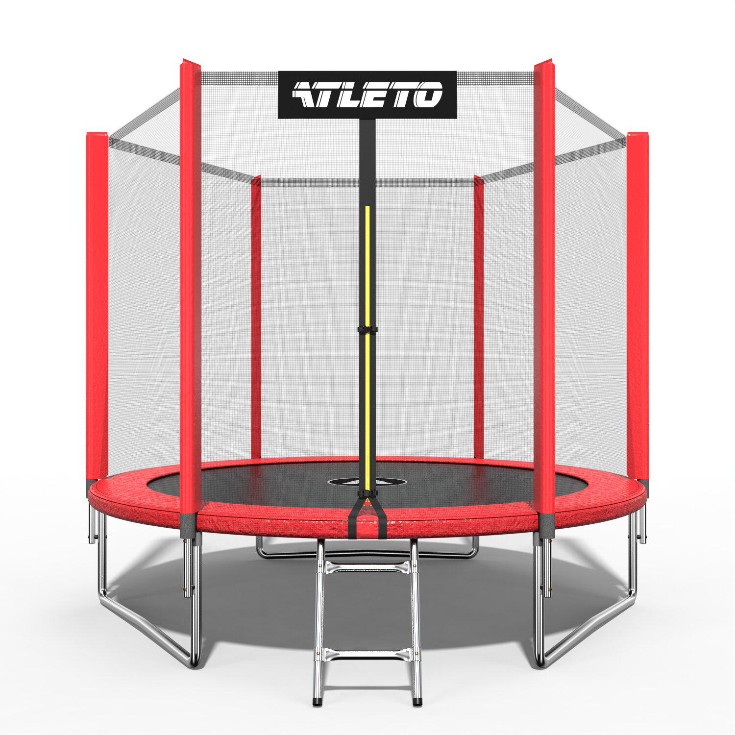 Батут детский Atleto с сеткой/лестницей 183 см Красный (5099)