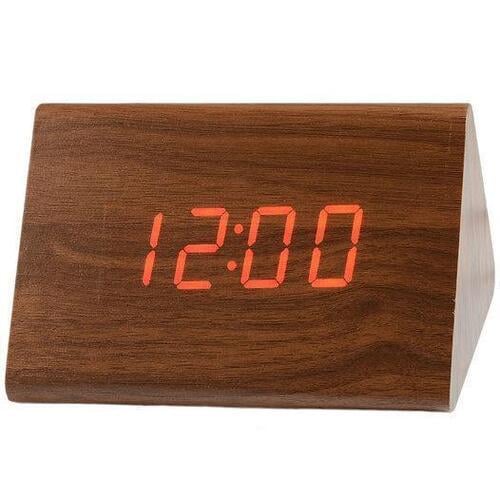 Часы настольные Wooden Clock 1300 с красной подсветкой (lp-78422_236)