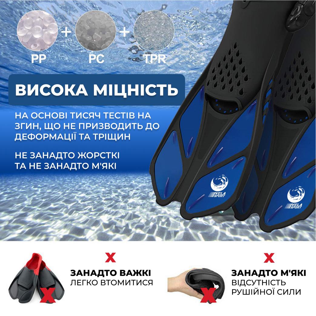 Ласти спортивні VelaSport Shark 32/36 регульовані із відкритою п'ятою Синій (00615) - фото 7