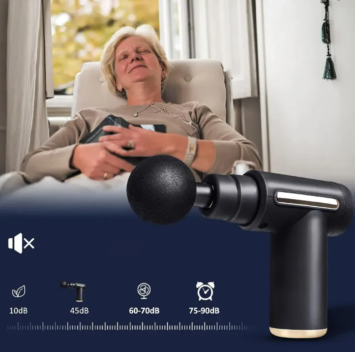 Масажер для тіла ручний Gun Massager з 4 насадками USB Чорний (MA258) - фото 4