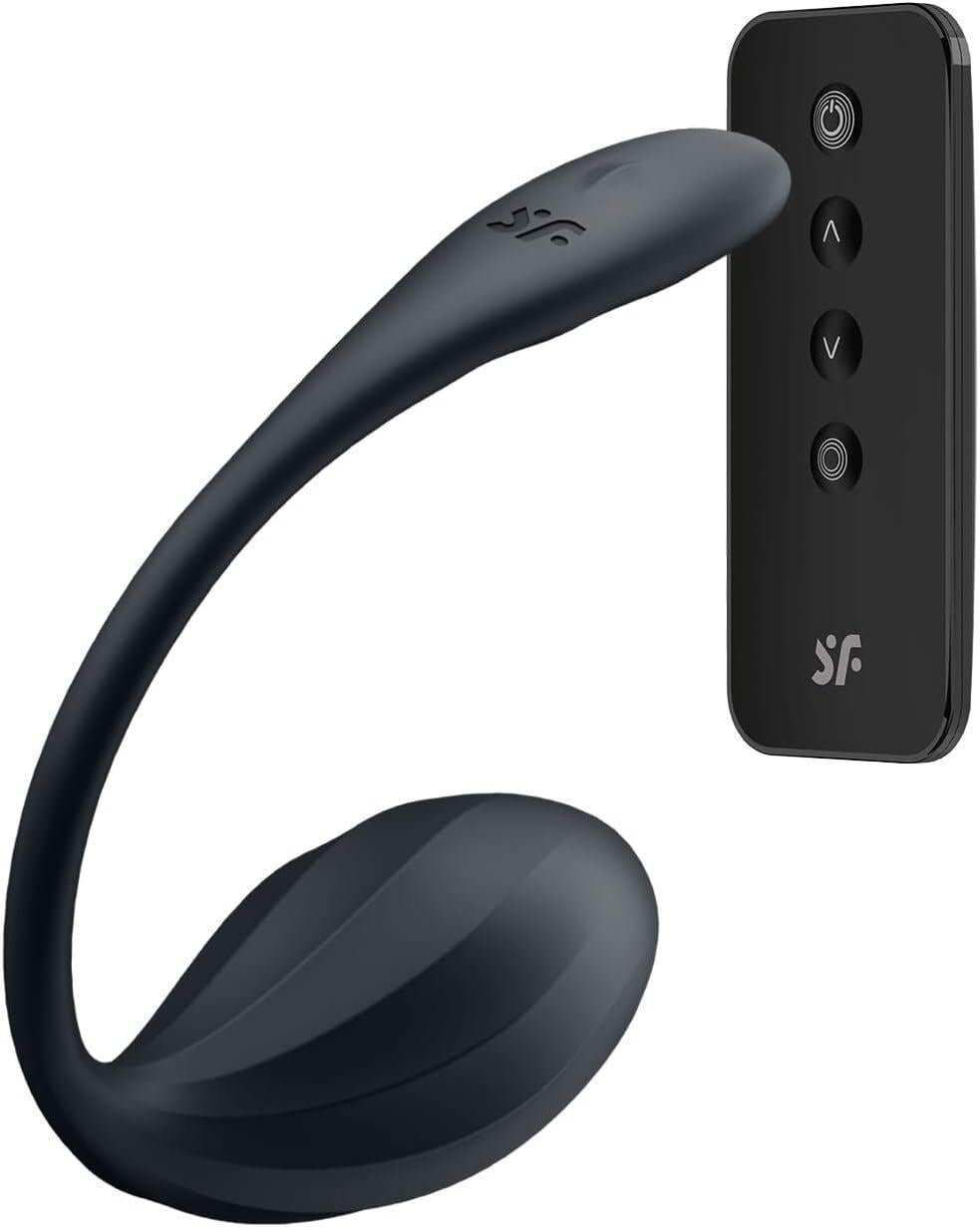 Виброяйцо Satisfyer Ribbed Petal Connect App Black