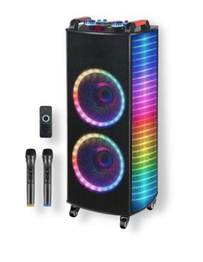 Акустическая система аккумуляторная XPRO GZ-1010 300 Вт USB/SD/FM радио/Bluetooth/2 радиомикрофона/ДУ (MER-15689)