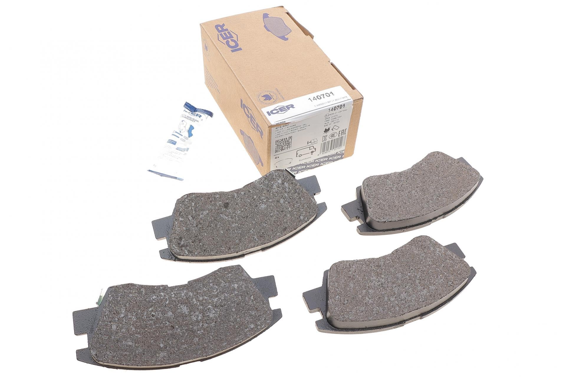 Колодки тормозные передние ICER для Mitsubishi L200/L300/Pagero 80- (140701)