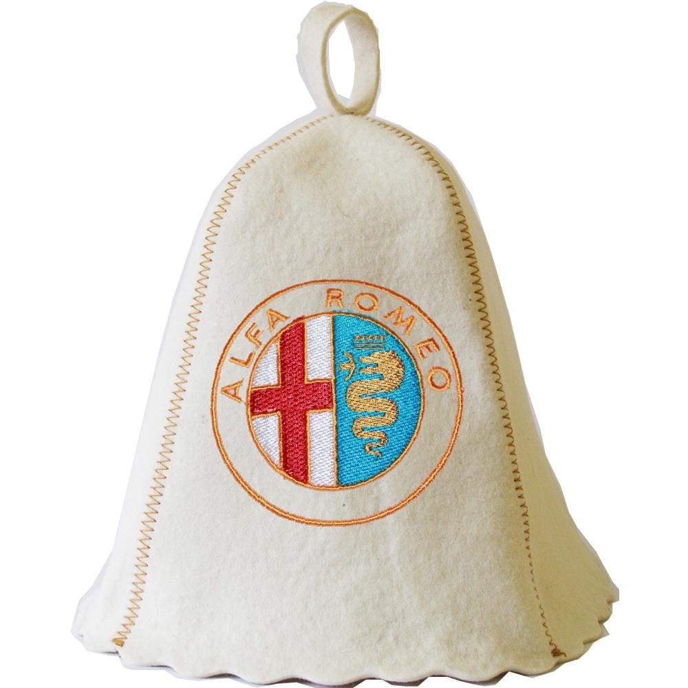 Банная шапка Luxyart "Alfa Romeo" натуральный войлок Белый (LA-180)