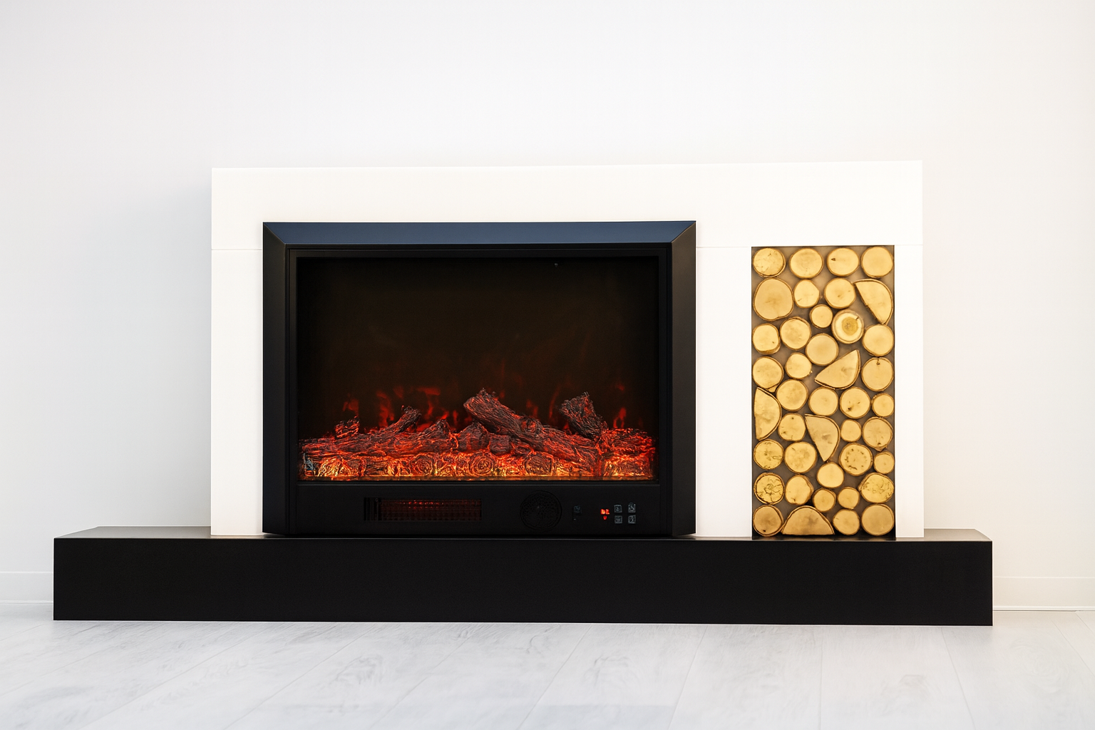 Електричний камін Novela 1500 Вт Bluetooth звук потріскування дров White/Black (10080113)